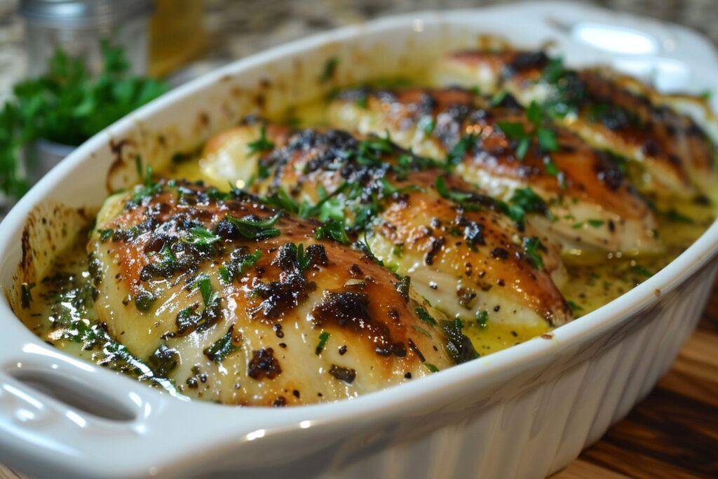 baked chicken with garlic sauce
