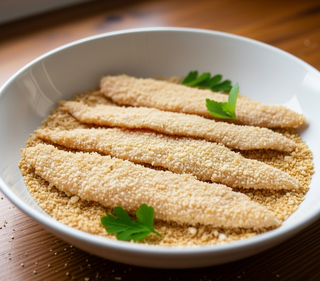 chicken cutlets coated with bread crumbs mixed with parmesan  cheese