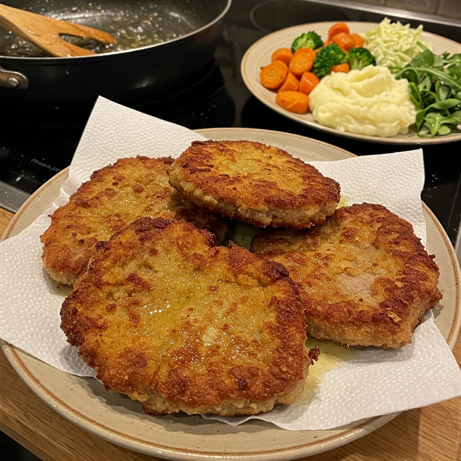fried pork cutlets being served in a plate