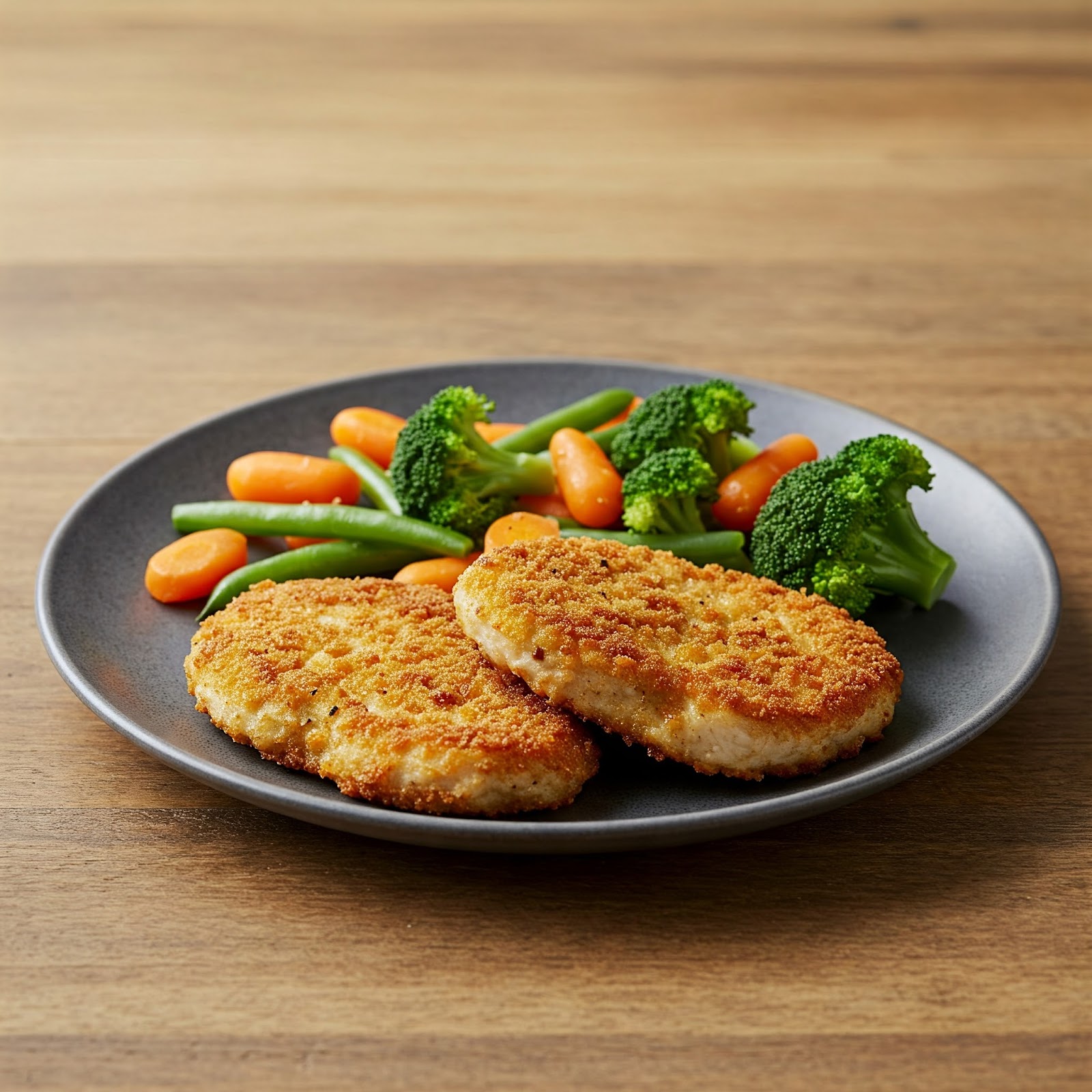 air fryer turkey cutlets served with vegetables