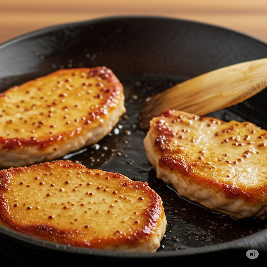 frying pork cutlets in oil