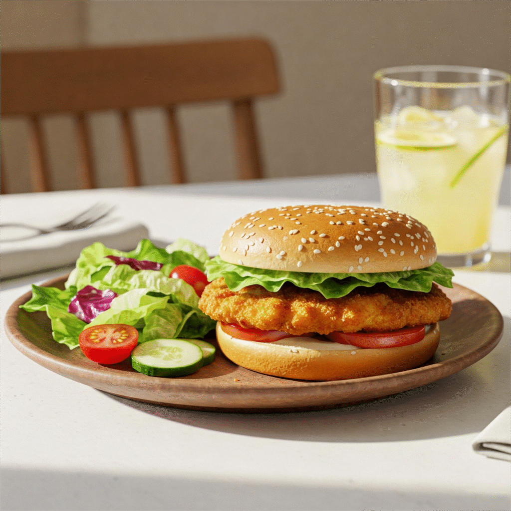 Chicken Cutlet Sandwich with Lettuce and Tomato