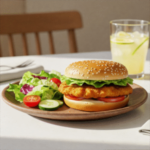 Chicken Cutlet Sandwich with Lettuce and Tomato