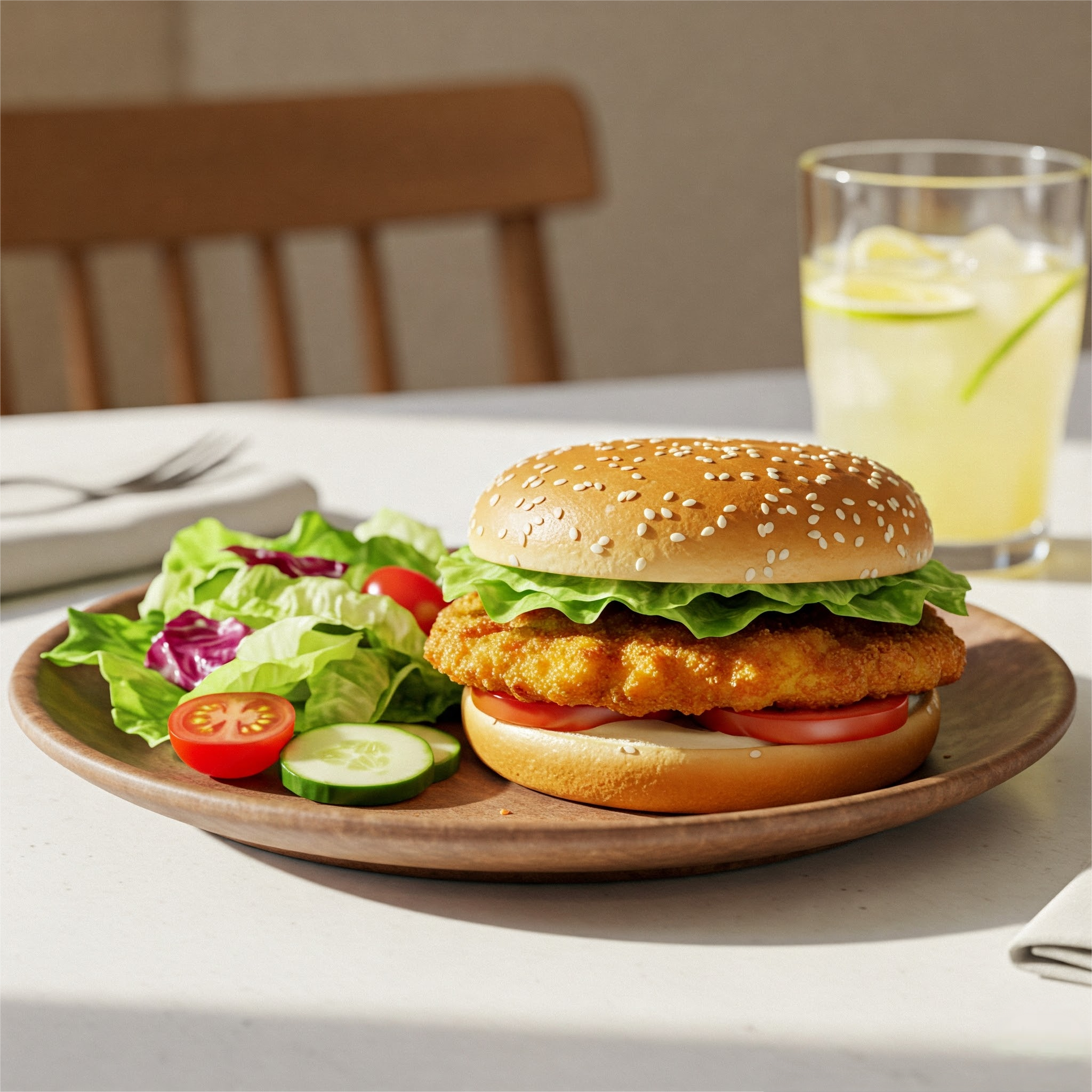 Chicken Cutlet Sandwich with Lettuce and Tomato