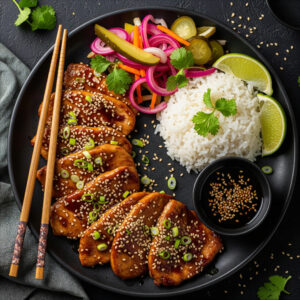Asian Glazed Turkey Cutlets with Sesame Seeds