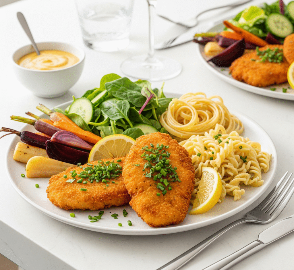 a plate of gluten free chicken cutlets on a table