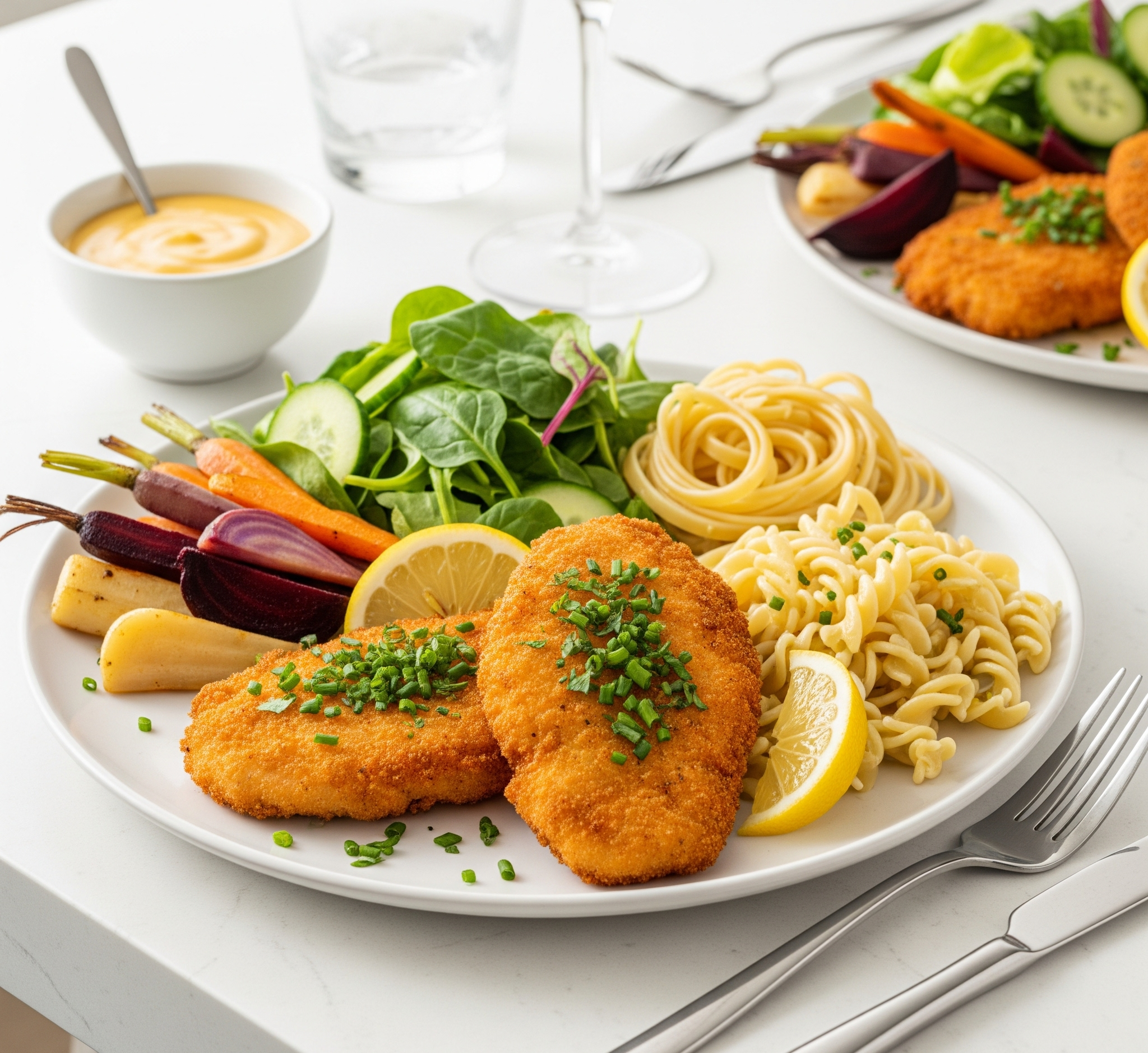 a plate of gluten free chicken cutlets on a table