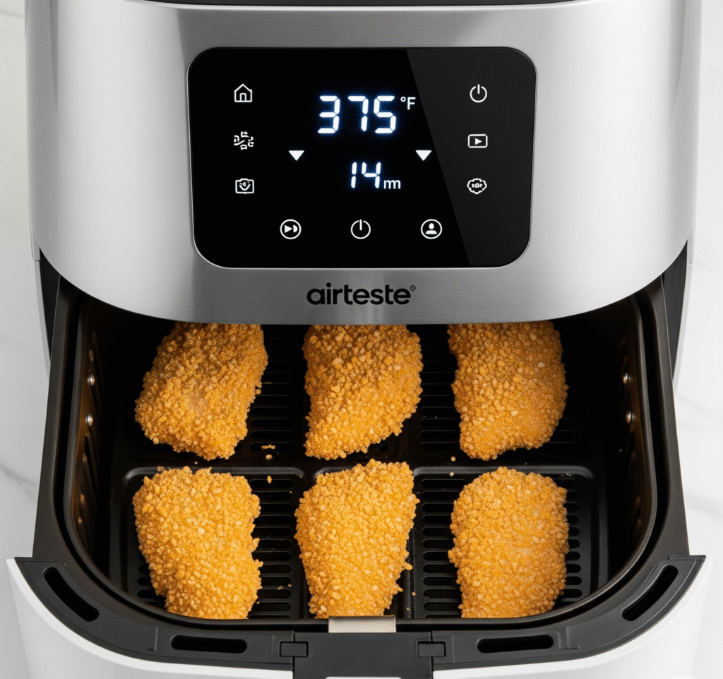 gluten free chicken cutlets placed in air fryer