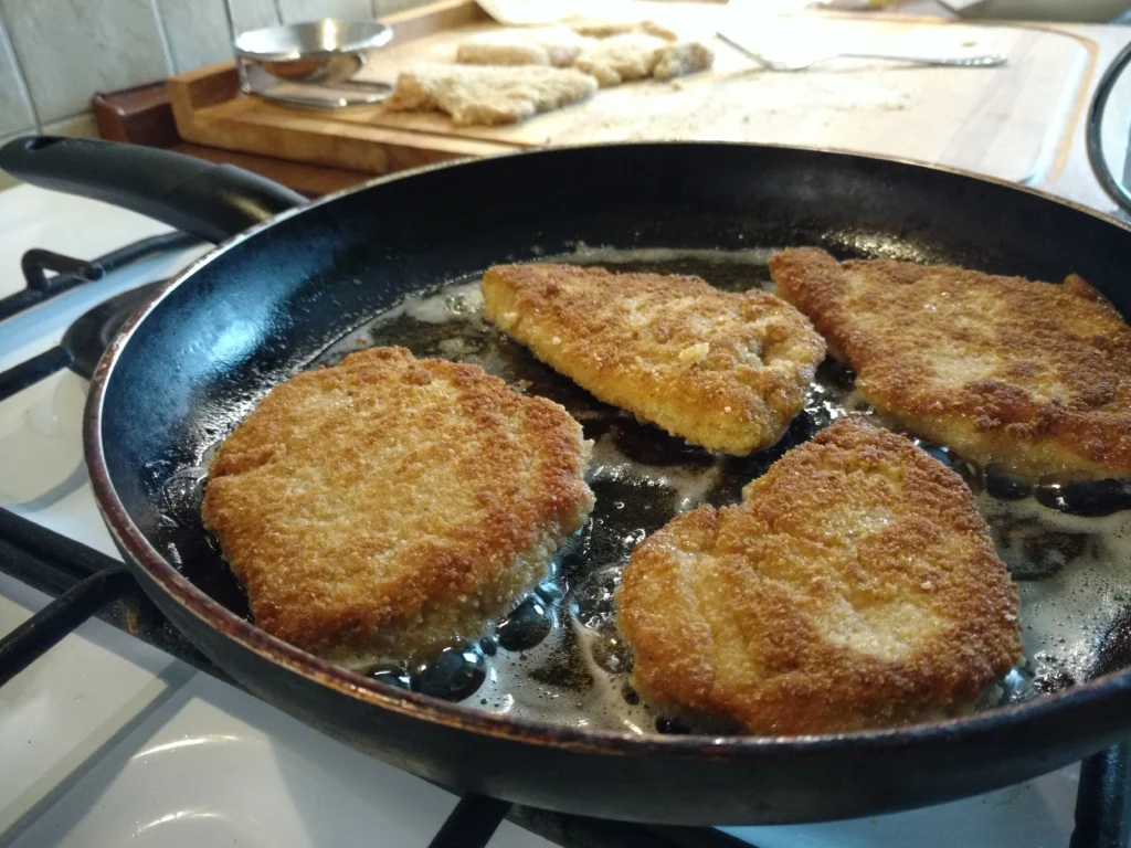 cutlets being fried