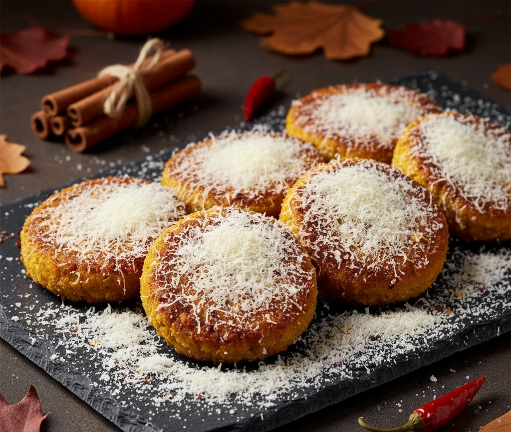 Spicy Pumpkin Parmesan Cutlets on board