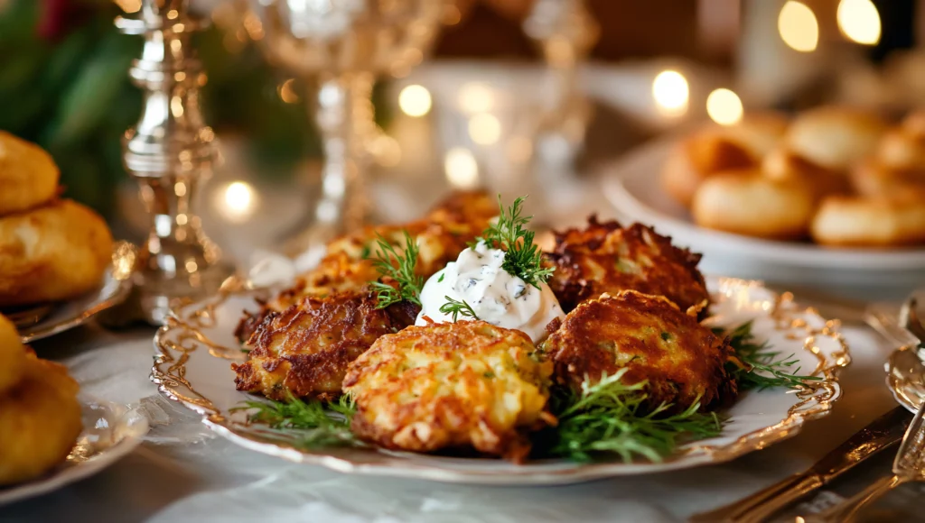 chicken cutlets served in a plate on ew years dinner table