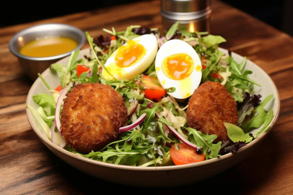 chicken cutlets with salad in a bowl