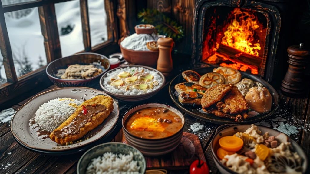 rustic-winter-feast-with-various-dishes-warm-fireplace