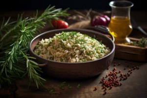 Garlic Herb Rice Pilaf served in a bowl