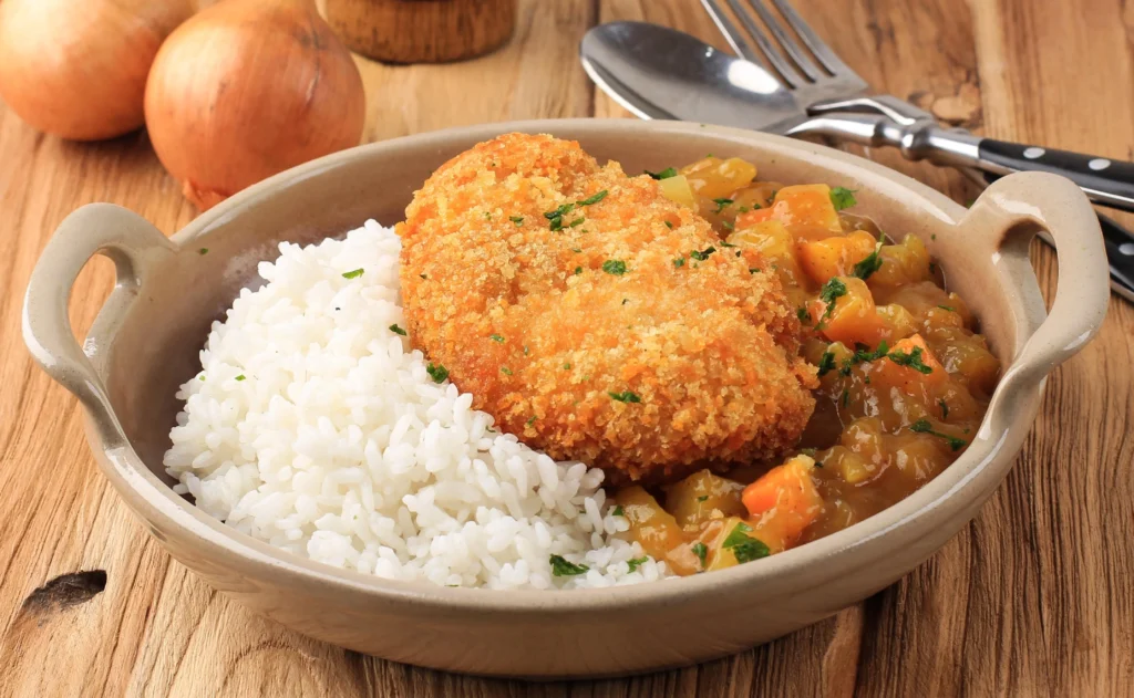 chicken cutlet with rice bowl