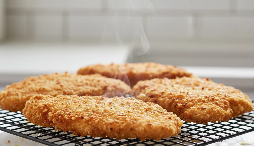 air fryer cutlets resting-on-a-rack