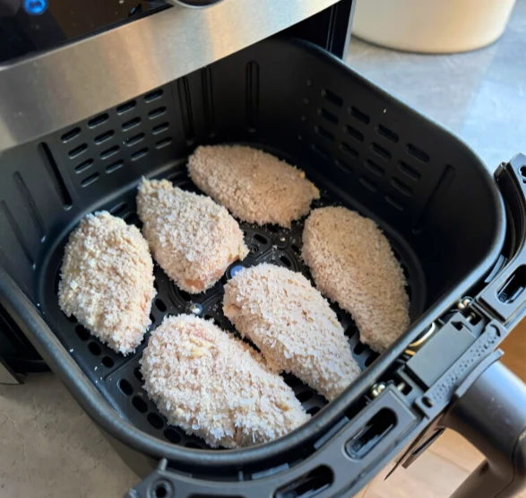 frozen raw chicken cutlets in air fryer basket